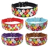 Dog Collar Adjustable Breathable Retractable Outdoor Walking Flower PU Leather Corgi Shiba Inu Pug Bichon Frise Schnauzer Poodle White Black Purple Red Fuchsia 1pc