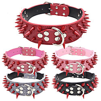 Dog Collar Adjustable Breathable Retractable Outdoor Walking Studded PU Leather Corgi Shiba Inu Pug Bichon Frise Schnauzer Poodle Black / White Camouflage Color White Black Red 1pc