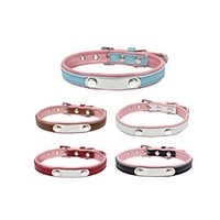 Dog Collar Adjustable Breathable Retractable Outdoor Walking Studded Shing Diamonds PU Leather Corgi Shiba Inu Pug Bichon Frise Schnauzer Poodle White Black Purple Yellow Red 1pc