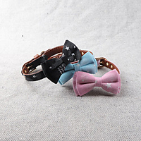 Dog Collar Adjustable Retractable Durable Outdoor Walking Classic Bowknot PU Leather Small Dog Medium Dog Black Blue Pink 1pc