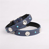 Dog Collar Adjustable Retractable Durable Outdoor Walking Classic Snowflake PU Leather Medium Dog Blue 1pc