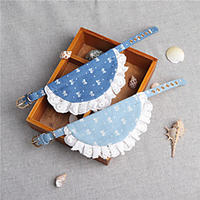 Dog Collar Adjustable Retractable Durable Outdoor Walking Polka Dot Classic Nylon Small Dog Dark Blue Light Blue 1pc
