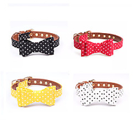 Dog Collar Adjustable Retractable Durable Outdoor Walking Polka Dot Classic PU Leather Small Dog Medium Dog White Black Yellow Red 1pc