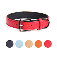 Dog Collar Adjustable Retractable Durable Outdoor Walking Solid Colored Classic PU Leather Medium Dog Red Orange Beige Dark Blue Light Blue 1pc