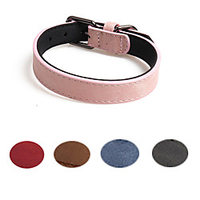 Dog Collar Adjustable Retractable Durable Outdoor Walking Solid Colored Classic PU Leather Small Dog Medium Dog Red Blue Pink Gray Coffee 1pc