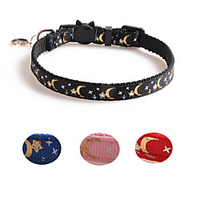 Dog Collar Adjustable Retractable Durable Outdoor Walking Stars Nylon Small Dog Black Red Blue Pink 1pc