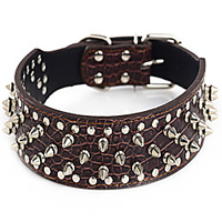 Dog Collar Dog Training Collars Adjustable / Retractable Studded Rivet Crystal / Rhinestone Punk Studded PU Leather Gold Green Silver Brown miniinthebox