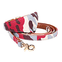 Dog Collar Leash Adjustable Retractable Durable Outdoor Walking Camouflage Classic PU Leather Small Dog Medium Dog Rainbow Blue Green 1pc