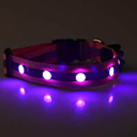 Dog Collar Light Up Collar Reflective LED Lights Nylon Purple Yellow