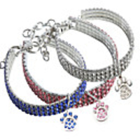 Dog Collar Necklace Adjustable Size Footprint / Paw Decoration Mosaic Alloy Pink Blue