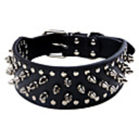 Dog Collar Padded Solid Rivet Safety Punk Rock leatherette Alloy Husky Labrador Alaskan Malamute Golden Retriever Red Pink
