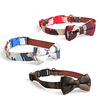 Dog Collar Tie / Bow Tie Adjustable Retractable Durable Outdoor Walking Camouflage Classic Bowknot Nylon Medium Dog Rainbow Blue Green 1pc