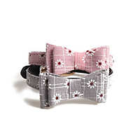 Dog Collar Tie / Bow Tie Adjustable Retractable Durable Outdoor Walking Classic Bowknot Daisy Nylon Small Dog Pink Gray 1pc
