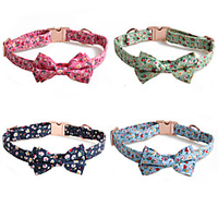 Dog Collar Tie / Bow Tie Adjustable Retractable Durable Outdoor Walking Classic Bowknot Flower Nylon Small Dog Medium Dog Black Blue Pink Green 1pc