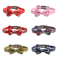 Dog Collar Tie / Bow Tie Adjustable Retractable Durable Outdoor Walking Classic Bowknot Flower Nylon Small Dog Medium Dog Red Dark Red Blue Pink Green 1pc