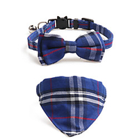 Dog Collar Tie / Bow Tie Adjustable Retractable With Bell Durable Outdoor Walking Plaid / Check Classic Bowknot Nylon Small Dog Black Red Blue Pink 2pcs