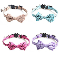 Dog Collar Tie / Bow Tie Adjustable Retractable With Bell Durable Outdoor Walking Polka Dot Classic Bowknot Nylon Small Dog Purple Blue Khaki Rose 1pc
