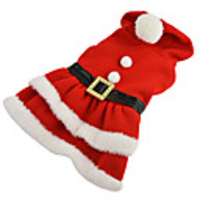 Dog Costume Dress Solid Colored Cosplay Christmas Winter Dog Clothes Red Costume Cotton XS S M L XL