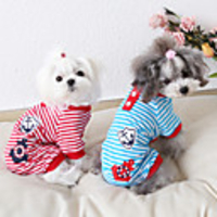 Dog Costume Jumpsuit Stripes Embroidered Casual / Sporty Cute Sports Casual / Daily Dog Clothes Breathable Black Red Blue Costume Cotton XS S M L XL