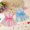 Dog Dress Bowknot Flower Leisure Ethnic Causal Daily Dog Clothes Breathable Blue Pink Costume Cotton XS S M L XL