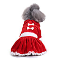 Dog Dress Christmas Princess Casual / Daily Fashion Winter Dog Clothes Red Costume Down Cotton S M L XL
