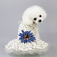 Dog Dress Flower Wedding Dog Clothes Yellow Blue Costume Polyster XS S M L XL