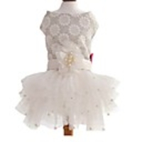 Dog Dress Flower Wedding Wedding Party Dog Clothes White Pink Costume Polyster S M L XL