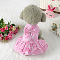 Dog Dress Plaid / Check Geometic Bowknot Cute Pattern Dress Dog Clothes Pink Light Blue Costume 100% Polyester XS S M L XL