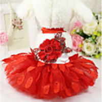 Dog Dress Puppy Clothes Floral / Botanical Wedding Wedding Party Dog Clothes Puppy Clothes Dog Outfits Red Costume for Girl and Boy Dog Polyster XS S M L XL XXL