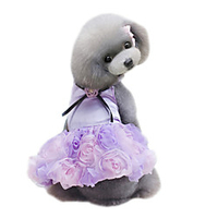 Dog Dress Puppy Clothes Flower Wedding Fashion Dog Clothes Puppy Clothes Dog Outfits Purple Pink Gray Costume for Girl and Boy Dog Chiffon XS S M L XL miniinthebox