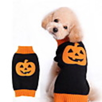 Dog Halloween Costumes Sweater Puppy Clothes Pumpkin Holiday Halloween Winter Dog Clothes Puppy Clothes Dog Outfits Orange Costume for Girl and Boy Dog Polyster XXS XS S M L XL