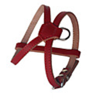 Dog Harness Adjustable / Retractable Handmade Solid Colored Genuine Leather Black Red
