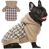 Dog Hoodie Plaid Basic Leisure Casual / Daily Dog Clothes Puppy Clothes Dog Outfits Breathable Brown Costume for Girl and Boy Dog Knitted S M L XL