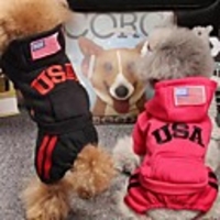 Dog Hoodie Winter Dog Clothes Red Orange Black Costume Cotton Flag Casual / Daily XS S M L XL