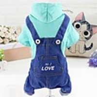 Dog Jumpsuit Dog Clothes Polka Dot Blue Pink Oxford cloth Cotton Costume For Spring Fall Winter Casual / Daily