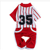Dog Jumpsuit Jersey Stripes Sports Winter Dog Clothes Black Red Blue Costume Cotton XS S M L XL