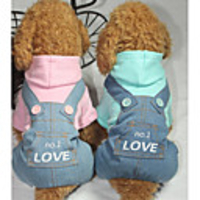 Dog Jumpsuit Letter Number Casual / Daily Winter Dog Clothes Blue Pink Costume Baby Small Dog Cotton XS S M L XL