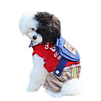 Dog Jumpsuit Letter Number Keep Warm Fashion Winter Dog Clothes Red Green Costume Cotton XS S M L XL
