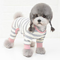 Dog Jumpsuit Pajamas Stripes Casual / Sporty Cute Casual / Daily Winter Dog Clothes Breathable Pink Green Costume Cotton S M L XL XXL