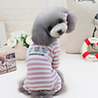 Dog Jumpsuit Stripes Casual / Daily Sports Simple Style Dog Clothes Pink Gray Costume Baby Small Dog Cotton