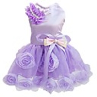 Dog Outfits Dress Puppy Clothes Flower / Floral Bowknot Wedding Wedding Party Dog Clothes Puppy Clothes Dog Outfits Purple Fuchsia Pink Costume for Girl and Boy Dog Polyster XS S M L XL XXL