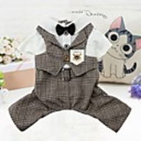 Dog Outfits Suit Plaid / Check Wedding Wedding Party Dog Clothes Blue Khaki Costume Polyster XS S M L XL XXL