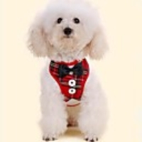 Dog Pets Dress Leash Tuxedo Plaid / Check Classic Bowknot Animals Bow Wedding Party Dog Clothes Black Red Costume Fabric S M L