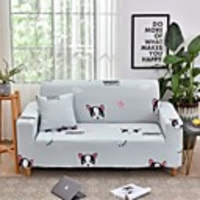 Dog Print 1-Piece Sofa Cover Couch Cover Furniture Protector Soft Stretch Slipcover Spandex Jacquard Fabric Super Fit for 1~4 Cushion Couch and L Shape Sofa, Easy to Install(1 Free Cushion Cover)
