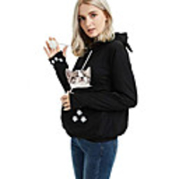 Dog Rabbits Cat Carrier Bag Travel Backpack Pet Carrier Shirts Puppy Holder Pet Pouch Hoodie Portable Warm Soft Footprint / Paw Terylene Cotton puppy Small Dog Outdoor Black