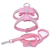 Dog Rabbits Cat Harness Dog Leash Vest Decoration Adjustable Flexible Outdoor Walking Rhinestone PU Leather Black Red Blue Pink 1 set miniinthebox