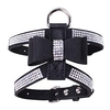 Dog Rabbits Cat Harness Vest Vest Adjustable Flexible Outdoor Walking Rhinestone PU Leather Black Red Blue Pink 1pc miniinthebox