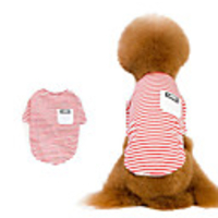 Dog Shirt / T-Shirt Pajamas Tracksuit Stripes Stripes Casual / Daily Dog Clothes Puppy Clothes Dog Outfits Breathable Red Dark Blue Costume for Girl and Boy Dog 100% Cotton S M XL XXL