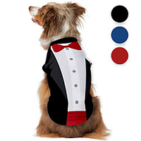 Dog Shirt / T-Shirt Tuxedo Graphic Optical Illusion 3D Print Classic Gentle Wedding Party Dog Clothes Puppy Clothes Dog Outfits Breathable Black Red Blue Costume for Girl and Boy Dog Polyster S M L XL