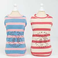 Dog Shirt / T-Shirt Vest Stripes Basic Cute Casual / Daily Dog Clothes Puppy Clothes Dog Outfits Breathable Blue Beige Costume for Girl and Boy Dog Cotton S M L XL XXL